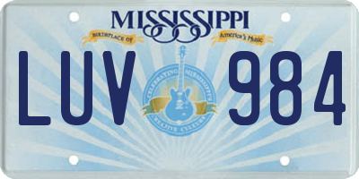 MS license plate LUV984