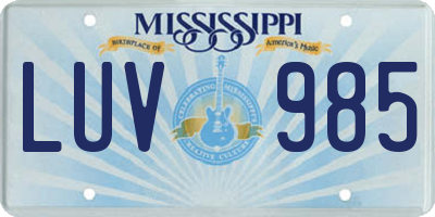 MS license plate LUV985