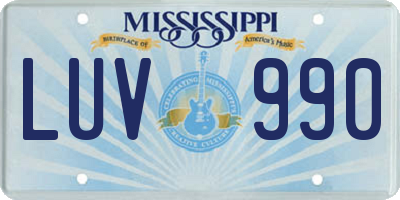 MS license plate LUV990