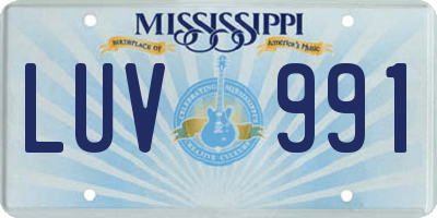 MS license plate LUV991