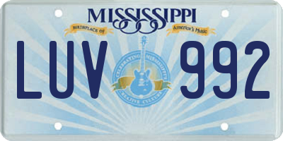 MS license plate LUV992
