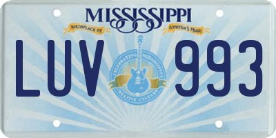 MS license plate LUV993