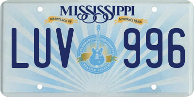 MS license plate LUV996