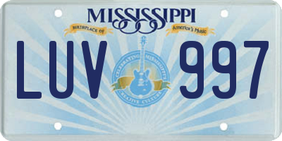 MS license plate LUV997