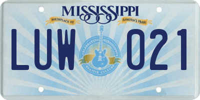 MS license plate LUW021