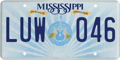 MS license plate LUW046