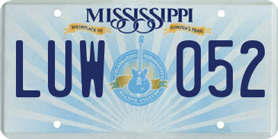 MS license plate LUW052