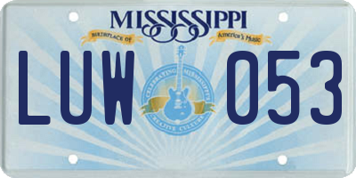 MS license plate LUW053