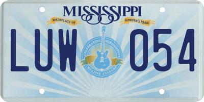 MS license plate LUW054