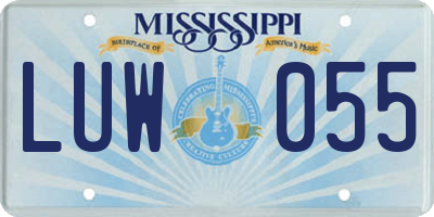 MS license plate LUW055