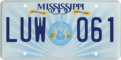 MS license plate LUW061