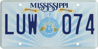 MS license plate LUW074