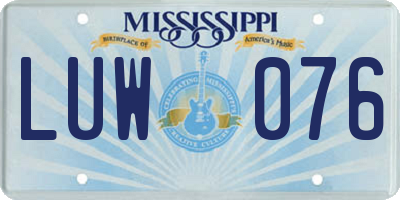 MS license plate LUW076