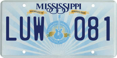 MS license plate LUW081