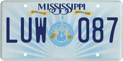 MS license plate LUW087