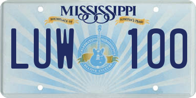MS license plate LUW100