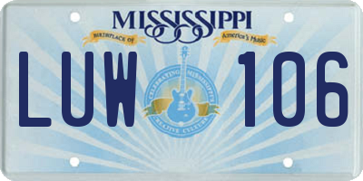 MS license plate LUW106