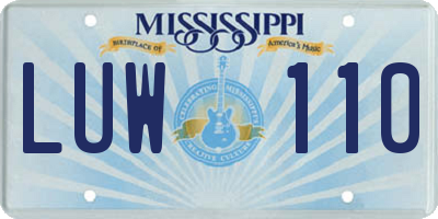 MS license plate LUW110