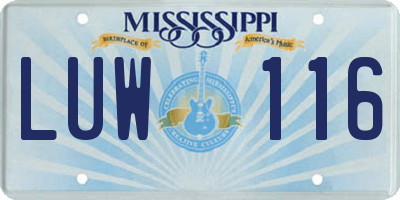 MS license plate LUW116