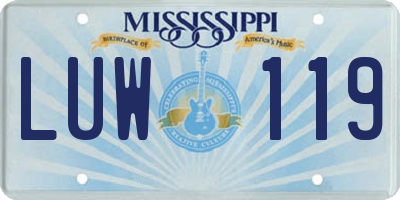 MS license plate LUW119