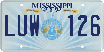 MS license plate LUW126