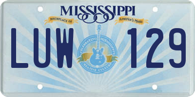 MS license plate LUW129
