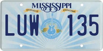 MS license plate LUW135