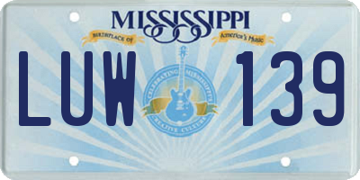 MS license plate LUW139