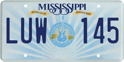 MS license plate LUW145
