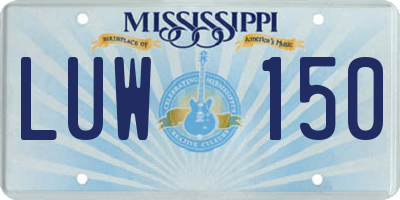 MS license plate LUW150