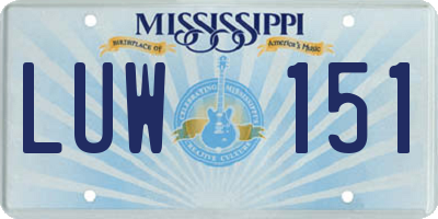 MS license plate LUW151