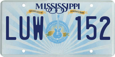 MS license plate LUW152