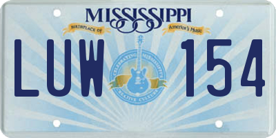 MS license plate LUW154