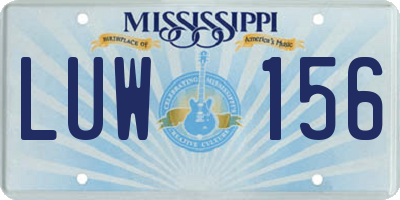 MS license plate LUW156