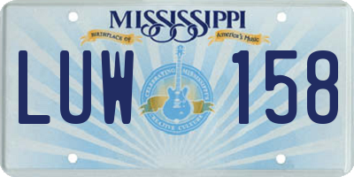 MS license plate LUW158