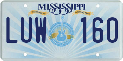 MS license plate LUW160