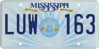 MS license plate LUW163
