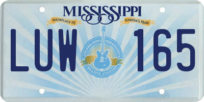 MS license plate LUW165