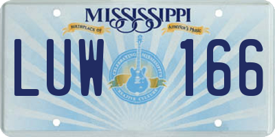 MS license plate LUW166