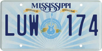 MS license plate LUW174