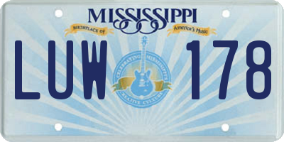 MS license plate LUW178