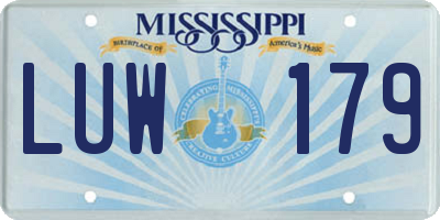 MS license plate LUW179