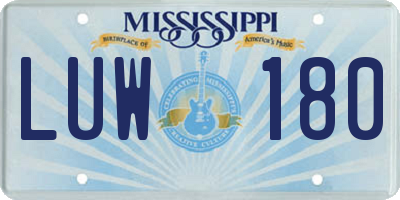 MS license plate LUW180