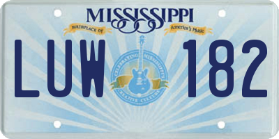 MS license plate LUW182