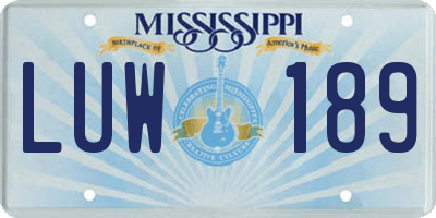 MS license plate LUW189