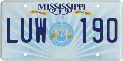 MS license plate LUW190
