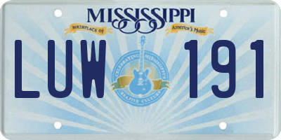 MS license plate LUW191