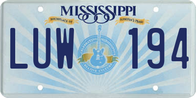 MS license plate LUW194