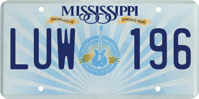 MS license plate LUW196