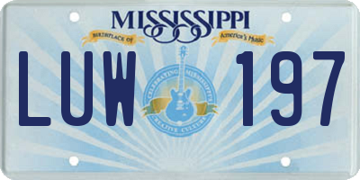 MS license plate LUW197